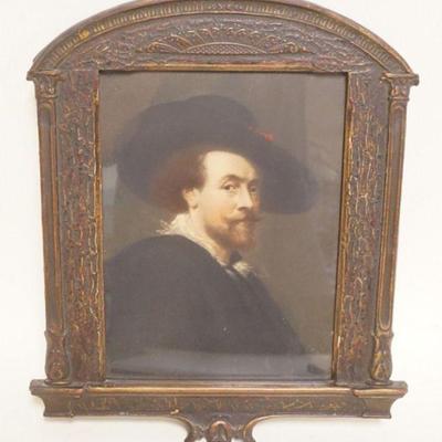 1051	FRAMED PRINT PORTRAIT OF A GENTLEMAN RUBENS IN ORNATE GESSO FRAME, APPROXIMATELY 14 IN X 18 IN OVERALL
