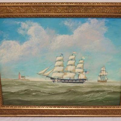 1181	FREDRICK TORDOFF OIL PAINTING ON BOARD, SHIPS *CLIPPER SHIP SYREN*, APPROXIMATELY 29 IN X 37 IN OVERALL

