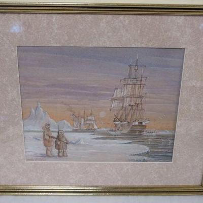 1182	FREDRICK TORDOFF OIL PAINTING ON BOARD, SHIPS *YANKEE WHALERS IN THE ARTIC*, APPROXIMATELY 21 IN X 17 IN OVERALL
