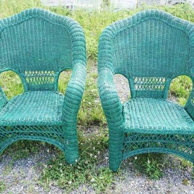 1239	PAIR OF GREEN WICKER CHAIRS
