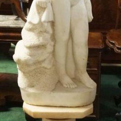 1227	LARGE 2 PIECE MARBLE IMAGE OF NUDE WOMAN ON PEDISTAL, APPROXIMATELY 66 IN HIGH
