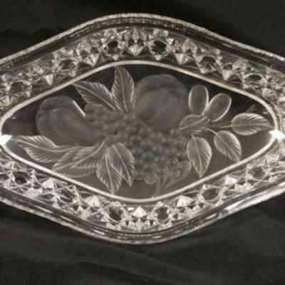 1080	CUT GLASS CRUETS AND TRAY, APPROXIMATELY 15 IN X 9 IN X 2 IN H
