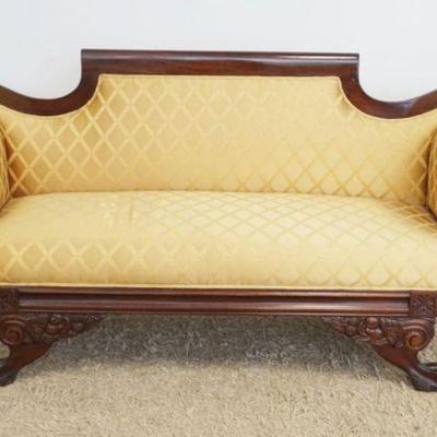 1200	ANTIQUE EMPIRE SCROLLED ARM SOFA WITH CARVED PAW FEET, APPROXIMATELY 83 IN X 26 IN X 40 IN H
