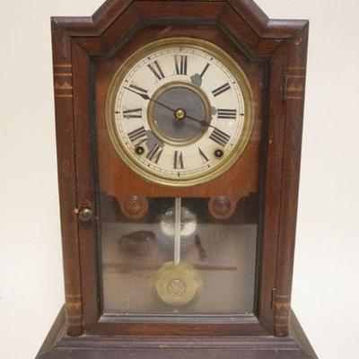 1081	ANTIQUE SETH THOMAS CHELF CLOCK, APPROXIMATELY 6 IN X 13 IN X 20 IN H
