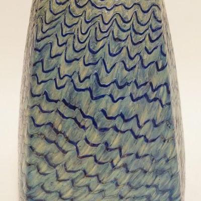 1127	CONTEMPORARY ART GLASS BLUE IRIDESCENT VASE, APPROXIMATELY 11 IN H
