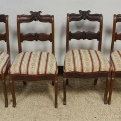1193	SET OF 6 VICTORIAN MAHOGANY SIDE CHAIRS WITH UPHOLSTERED SEATS AND CARVED CRESTS

