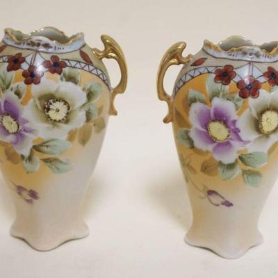 1026	PAIR OF DOUBLE HANDLED NIPPON VASES, APPROXIMATELY 6 IN HIGH
