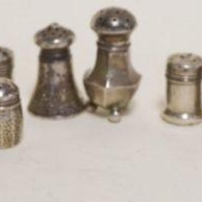 1069	STERLING SILVER GROUP OF ASSORTED MINIATURE SALT & PEPPER SHAKERS, 2.23 TOZ
