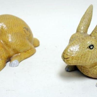 1095	PAIR OF POTTERY RABBIT FIGURES, EACH APPROXIMATELY 12 IN X 6 IN X 6 IN H
