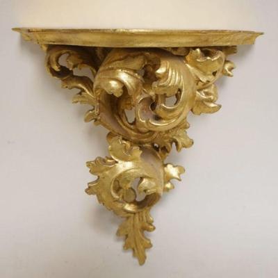 1100	ORNATE GILT WOOD HANGING WALL SHELF, APPROXIMATELY 12 IN X 6 IN X 12 IN H
