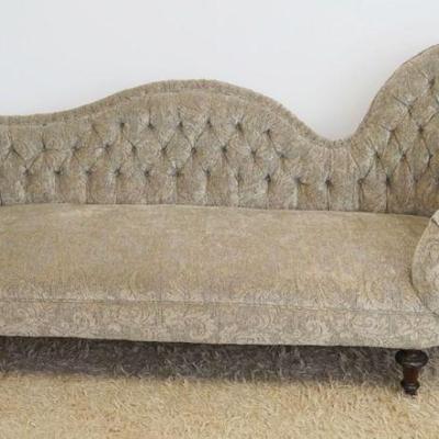1213	VICTORIAN UPHOLSTERED LOVE SEAT/LOUNGE WITH TUFTED BACK, NEW UPHOLSTERY, APPROXIMATELY 81 IN X 32 IN X 39 IN H
