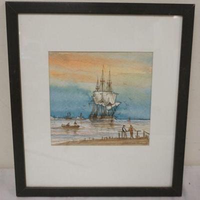 1183	FREDRICK TORDOFF WATER COLOR, SAILING SHIP, APPROXIMATELY 14 1/2 IN X 16 /2 IN OVERALL
