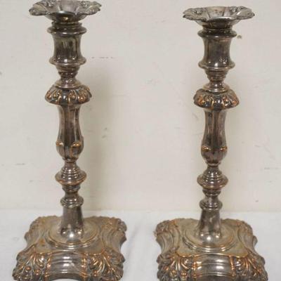 1168	PAIR OF ORNATE SILVER PLATE CANDLESTICKS, APPROXIMATELY 11 IN H
