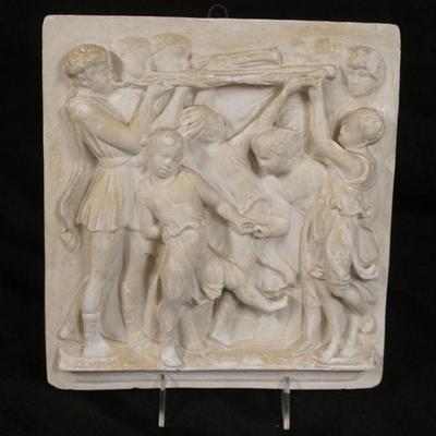 1011	CAST PLASTER PLAQUE GREEK MYTHOLOGY, APPROXIMATELY 10 IN X 11 IN
