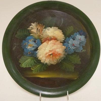 1140	ANTIQUE OIL PAINTING, STILL LIFE ON APPROXIMATELY 13 IN ROUND TRAY
