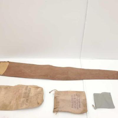 #1902 • Rifle Case, Bank Bags & Small Draw String Bag

