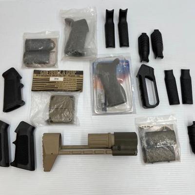 #1777 • (11) Grips, (2) Magazine Grips & (1) Gun Stock
