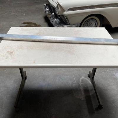 #2508 • Rolling Work Desk with Metal Beams
