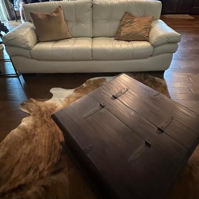 white leather couch