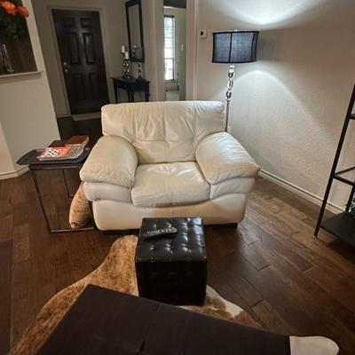 white leather oversize chair