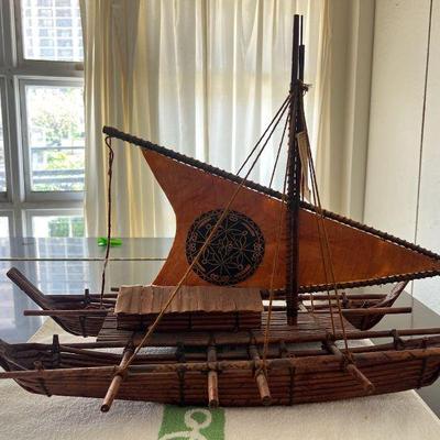 MPS005- Large Replica Polynesian Double Hull Vaka (Sailing Vessel)