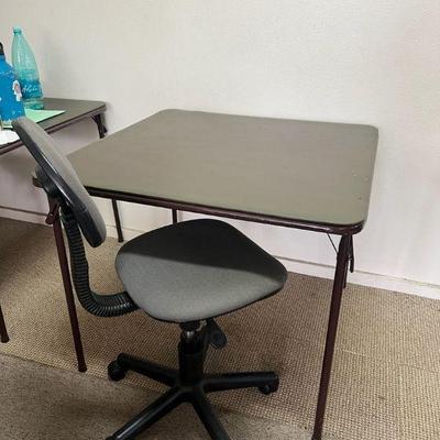 MPS059- Metal Frame Table With Faux Leather Table Top & Swivel Office Chair