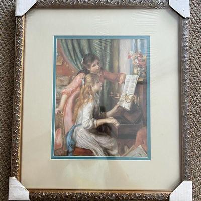 MPS096- Framed Renoir Print Girls At Piano