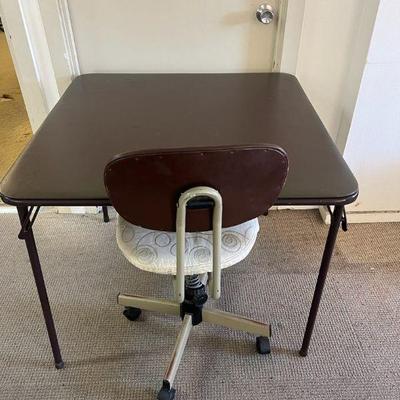 MPS060- Metal Frame Table With Faux Leather Top & Office Chair