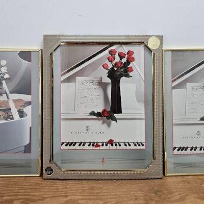 MPS109-Trio Of Saint Chateaux Galleries Prints Of Steinway & Sons Piano With Roses