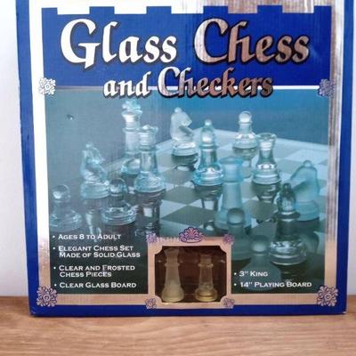 MPS149- Glass Chess & Checkers Board Game 