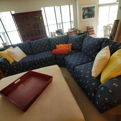 Nautical print sectional 