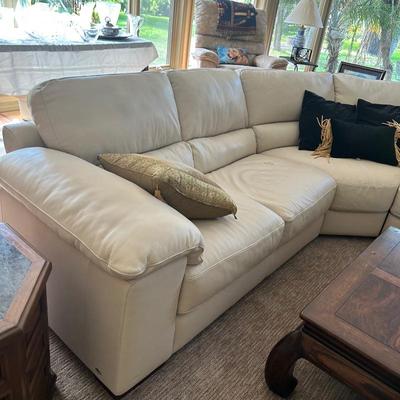 White leather sectional sofa
