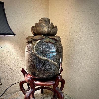 Vintage lotus blossom ginger jar