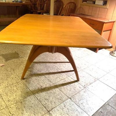 MCM Heywood  Wakefield Wishbone extension dining table  w/ 2 leaves - very clean