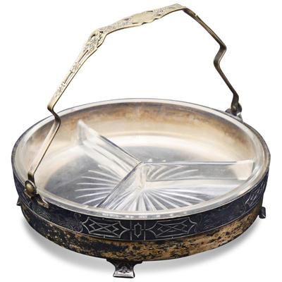 Benedict EPNS Period Plate Glass & Metal Serving Tray