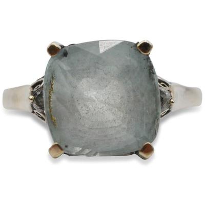 14K White Gold, Aquamarine & Diamond Ring