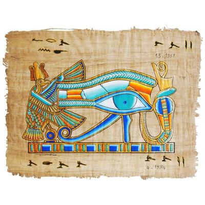 Egyptian Art on Papyrus Eye of Horus Painting