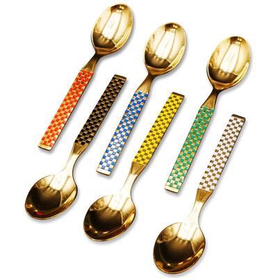 Set Of Five Goldplated Hartvergoldet Solingen Germany Spoons