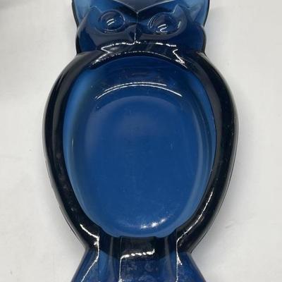 MCM Viking Cobalt Blue Owl Glass Ashtray/Trinket