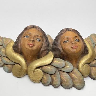 Vintage Wooden Hand Carved Angel Wall Decor