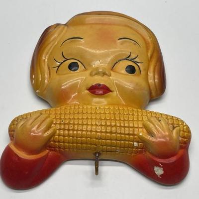 Vintage Chalkware Corncob Key Holder 