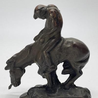 Vintage Brass End of the Trail Sculpture 