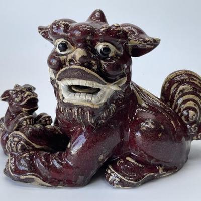 Asian Ceramic Foo Dog Sculpture 