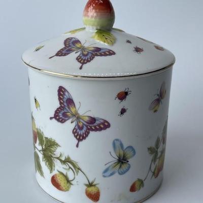 Porcelain Butterfly Lidded Canister