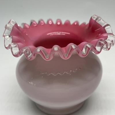 Vtg Fenton Ruffled Cased Glass Vase