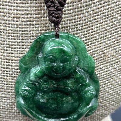Jade Pendant w/ Buddha 20in Necklace