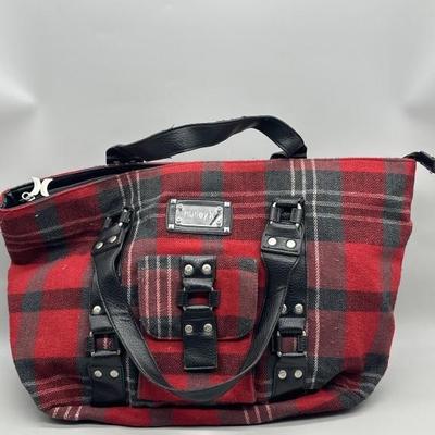 Hurley Red Tartan Plaid Tote / Handbag