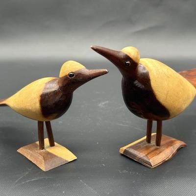(2) Vintage Carved Wood Birds