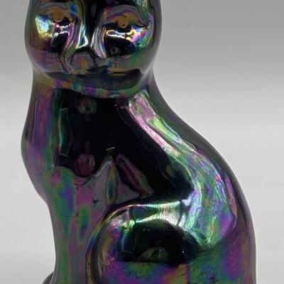 Iridescent Glass Cat Figurine