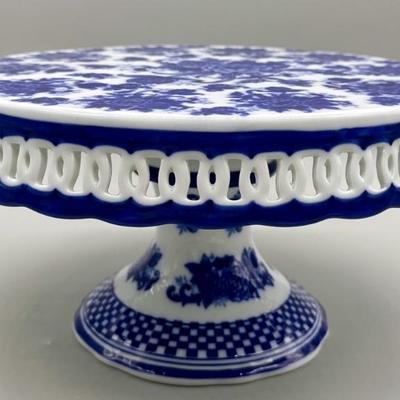 Blue & White Flower Cake Stand